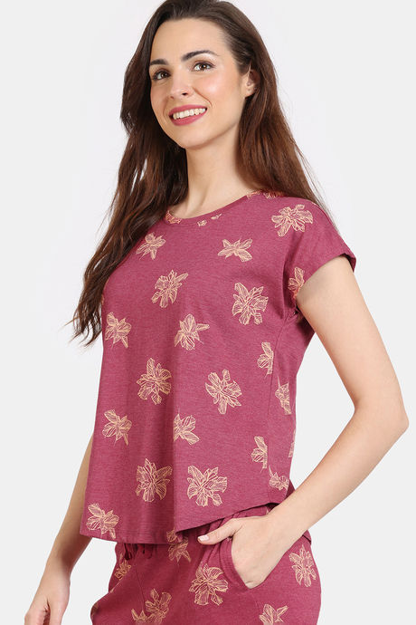 Zivame Floral Fancy Knit Cotton Tops - Cherries Jublie — image 3